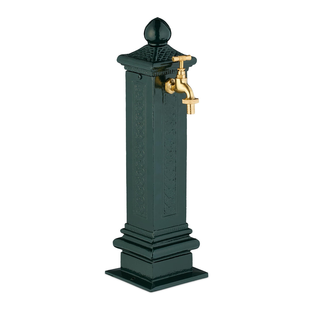 Relaxdays Standbrunnen antik, Wasserhahn, HBT: 47x14x18,5 cm, Wasserzapfsäule Garten, Terrasse, Zier