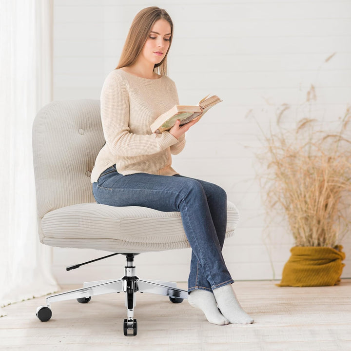 IWMH Bürostuhl ohne Armlehnen, Breiter und Dicker Drehstuhl mit Rollen,Höhenverstellbar Schreibtisch