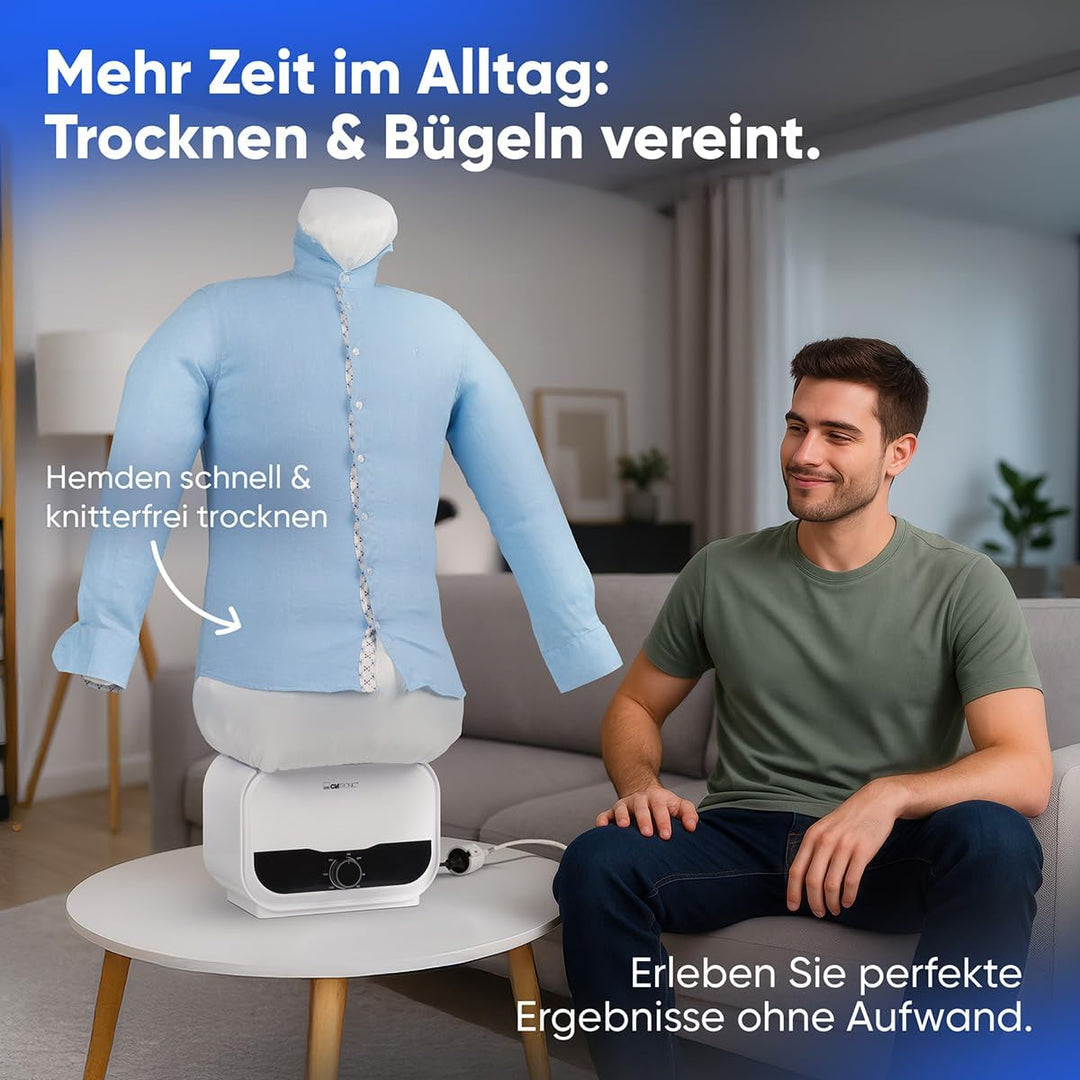 Clatronic HBB 3734 automatischer Hemdenbügler für knitterfreie Hemden, Blusen, Shirts und Hosen, Hos