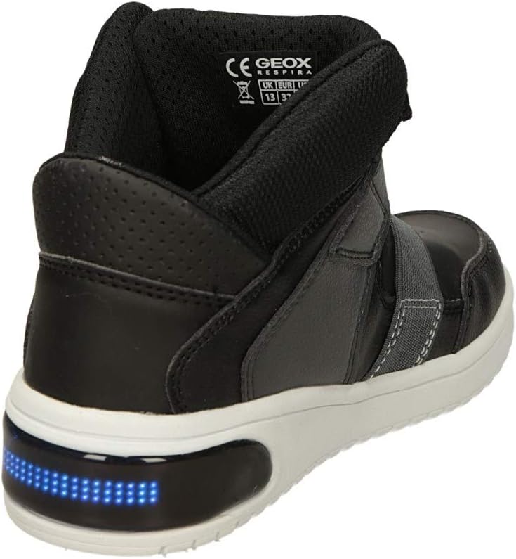 Geox Jungen J XLED Boy A Sneakers 31 EU Schwarz, 31 EU Schwarz