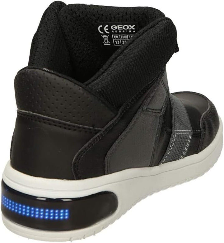 Geox Jungen J XLED Boy A Sneakers 33 EU Schwarz, 33 EU Schwarz
