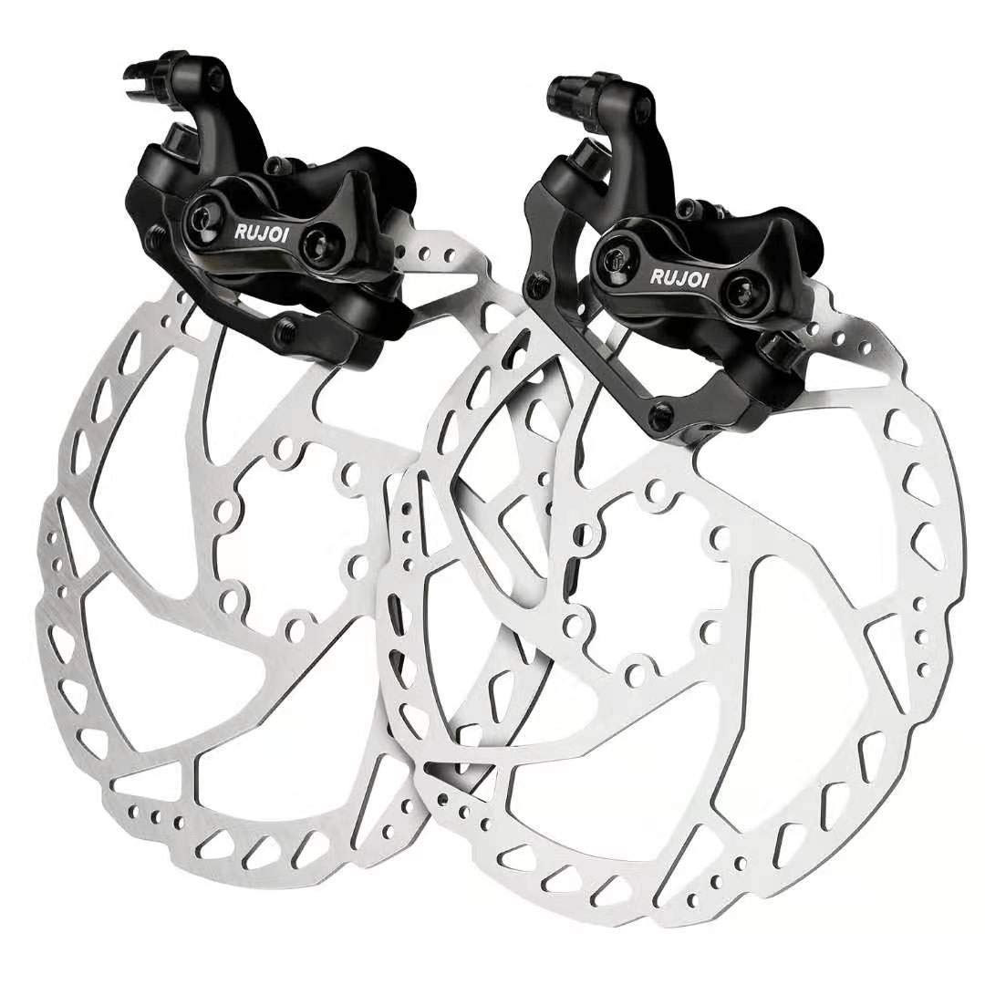 RUJOI Fahrrad-Scheibenbremsen-Kit, Aluminium-Vorder- und Hinterrad-Bremssattel, 160-mm-Rotor, werkze