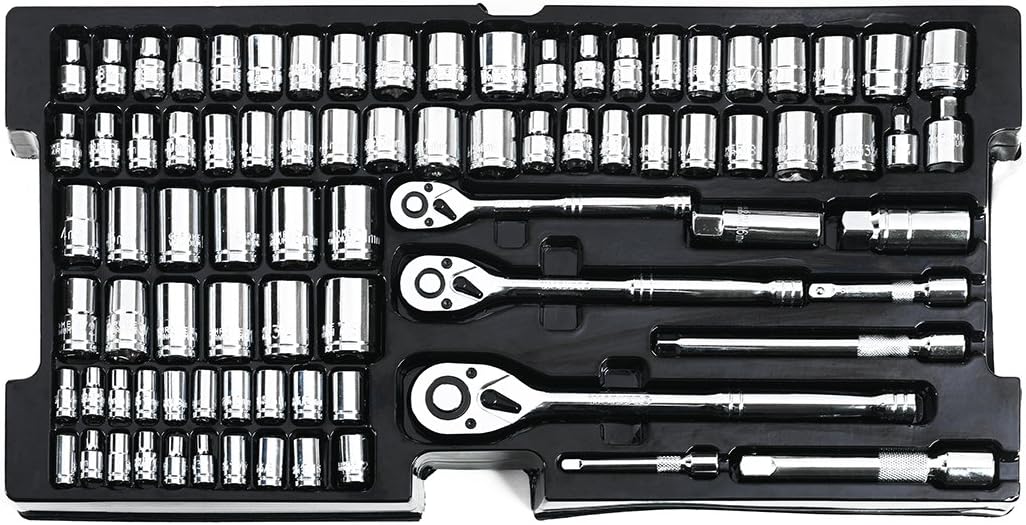 WORKPRO Werkzeugkoffer gross, 408tlg. Werkzeugsatz mit 3 Metall Schubladen, Heavy Duty Werkzeugschra