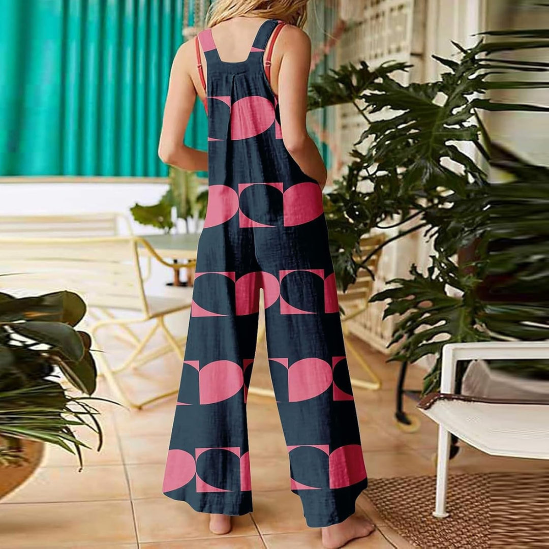 Valentinstag Jumpsuit Für Damen Herz Gedruckt Lässiger Ärmelloser Latzhose Locker Strampler Mit Tasc
