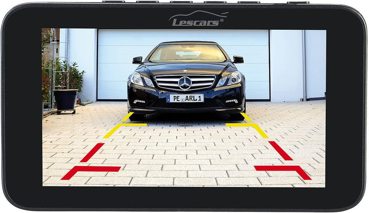 Lescars Auto Kamera: Solar-Funk-Front- und Rückfahrkamera mit Full HD und 5" Monitor (Funk Rückfahrk