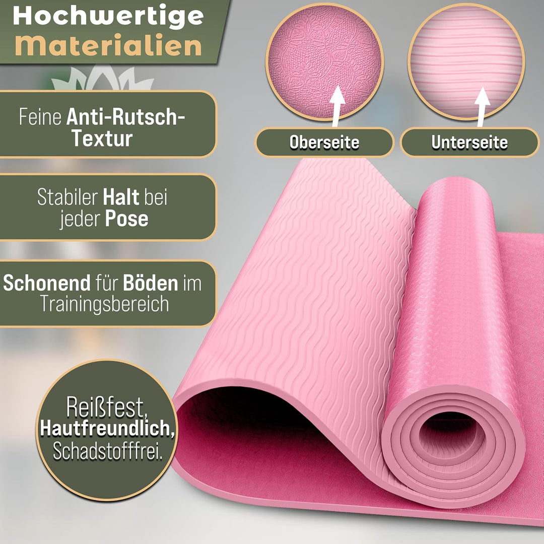 Yogamatte Phthalatfrei | Gymnastikmatte rutschfest | Fitnessmatte schadstofffrei | Trainingsmatte mi