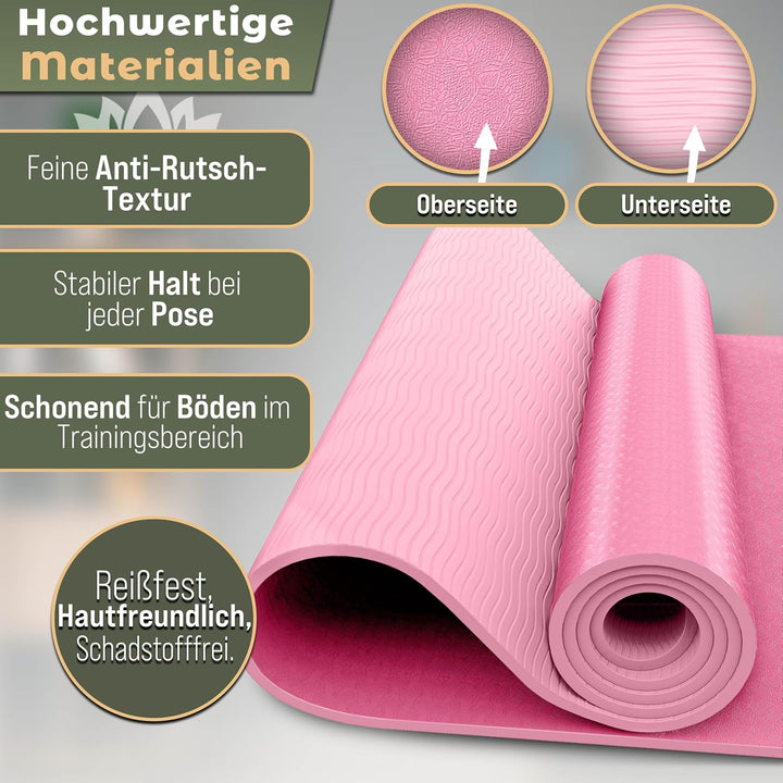 Yogamatte Phthalatfrei | Gymnastikmatte rutschfest | Fitnessmatte schadstofffrei | Trainingsmatte mi