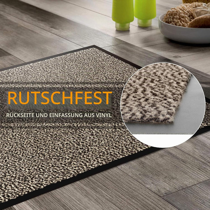 GadHome Fussmatte Beige Grau 90x120 cm | Eingangstürmatte wasserdicht waschbar strapazierfähiger Sch