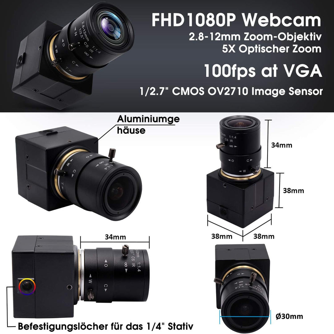 Svpro 2,0 Megapixel 2,8-12 mm Varioobjektiv USB Kamera 1080P Full HD 120fps / 60fps / 30fps USB Indu