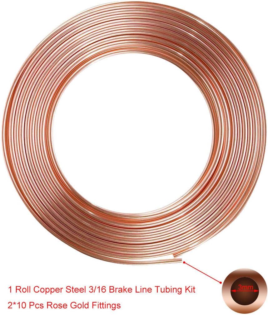Cupro Nickel Kupfer Bremsschlauch, 3/16 Zoll Riloer Rigid Tube mit Anschlüssen mit 20 männlichen und