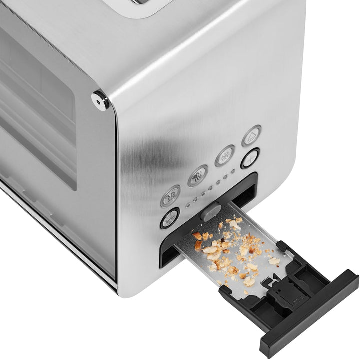 WMF Lono Toaster Glas mit Brötchenaufsatz, 2 Scheiben, XXL, motorisierte Toastaufnahme, Aufwärm-Funk