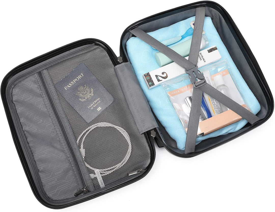 KONO Kosmetikkoffer Beautycase Kabinengepäck Damen PP Schminkkoffer (Schwarz) Schwarz S, Schwarz S