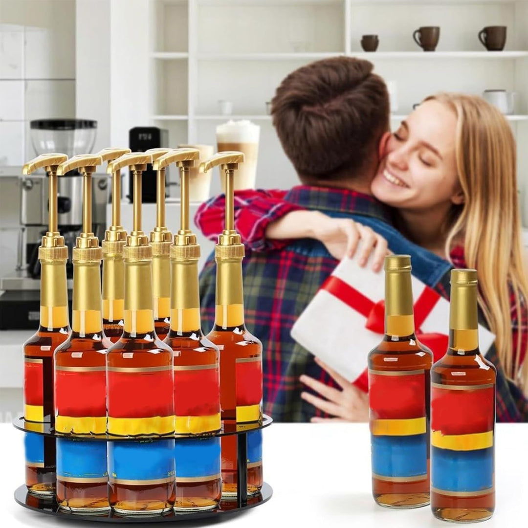 Coffee Syrup Organizer, 7 Bottles Syrup Rack, Dispenser Bottle Shelf, Stable Non Slip Design, Space