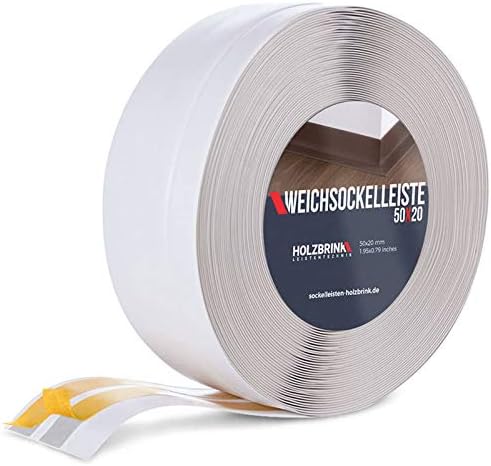 HOLZBRINK Weichsockelleiste selbstklebend PVC 50x20mm, 25 m | Winkelleiste für Küchenarbeitsplatte,