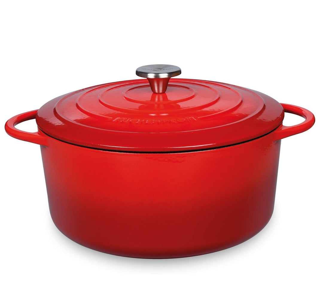 Küchenprofi Gusseisen Bräter mit Deckel, rot/innen schwarz, 28 cm, Schmortopf, Auflaufform, Dutch Ov