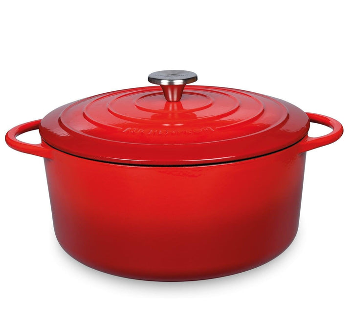 Küchenprofi Gusseisen Bräter mit Deckel, rot/innen schwarz, 28 cm, Schmortopf, Auflaufform, Dutch Ov