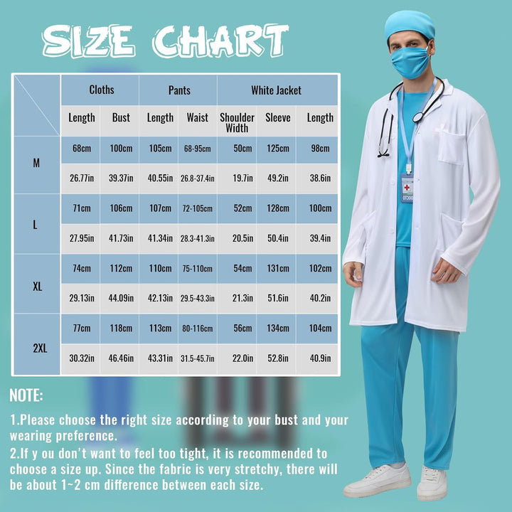 BuzzoXerex Arzt Kostüm Herren, Chirurg Kostüm Herren Karneval Doktor Outfit Erwachsene Set mit Arztk