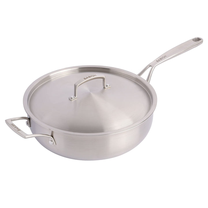 Babish Tri-Ply Stainless Steel Saute Pan w/Lid, 5-Quart Saute Pan (5-Quart), Saute Pan (5-Quart)