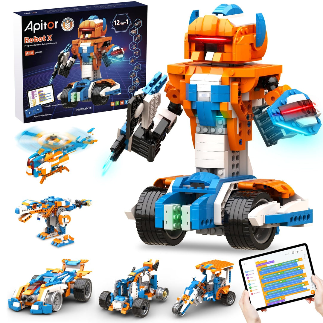 Robot X, Roboter-Set, STEM-Spielzeug für Kinder, 12-in-1, App-gesteuertes DIY-Bildungs-Codierspielze