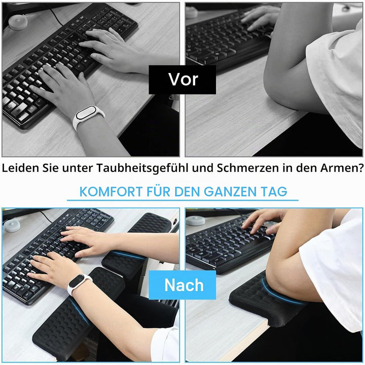 2 Stück L-Förmige Ergonomische Handgelenk Ellenbogenkissen, 30x10cm Memoryfoam Schreibtisch Handball