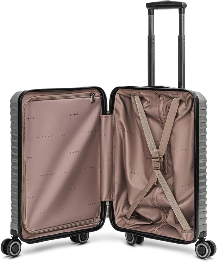 Stratic Shine Handgepäck Koffer | Trolley mit 4 360° drehbaren Rollen, arretierbarer Griff, Kreuzpac