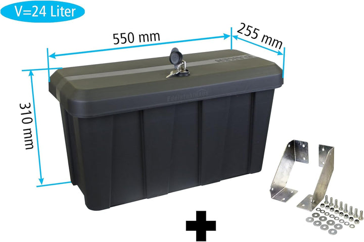 Deichselbox Daken Blackit Lite, Werkzeugkasten, Gurtkiste, Anhängerbox, Staukiste, Daken B24-2 + Mon