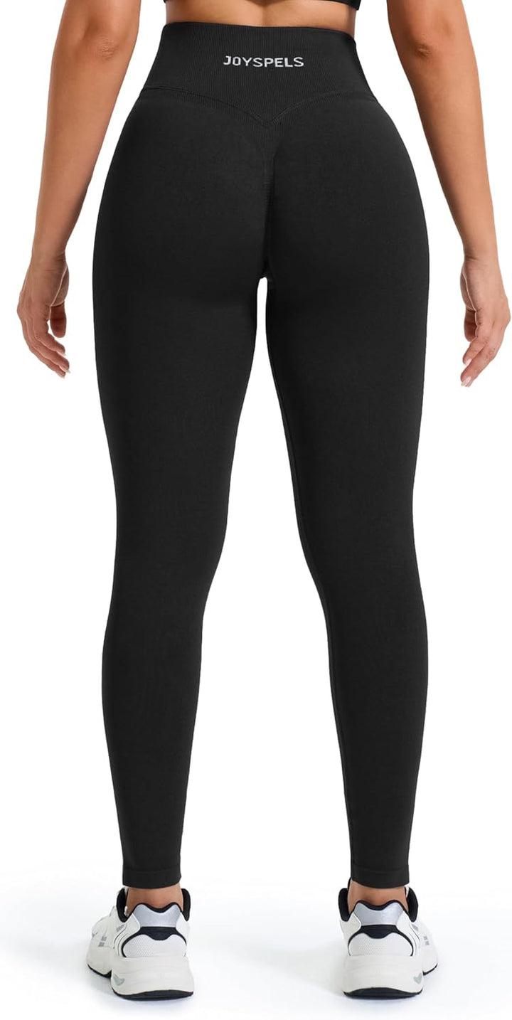 JOYSPELS Scrunch Butt Leggings Damen, Gym V Förmige Bund High Waist Sport Booty Lifting Po Push Up S