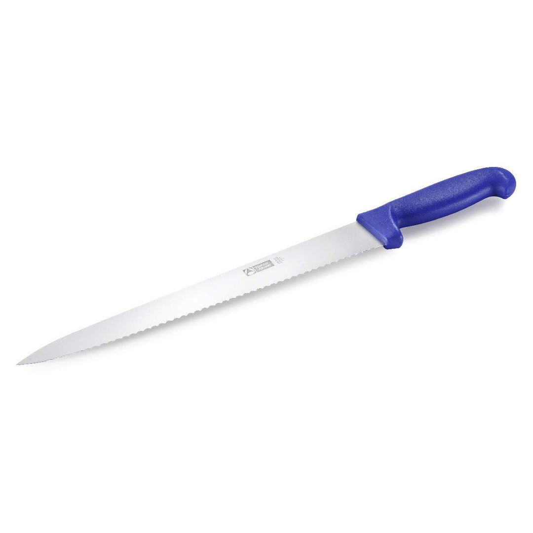 thermohauser Kuchenmesser, Küchenmesser (Stahl, rostfrei), einseitiger Wellenschliff, mit blauem Kun