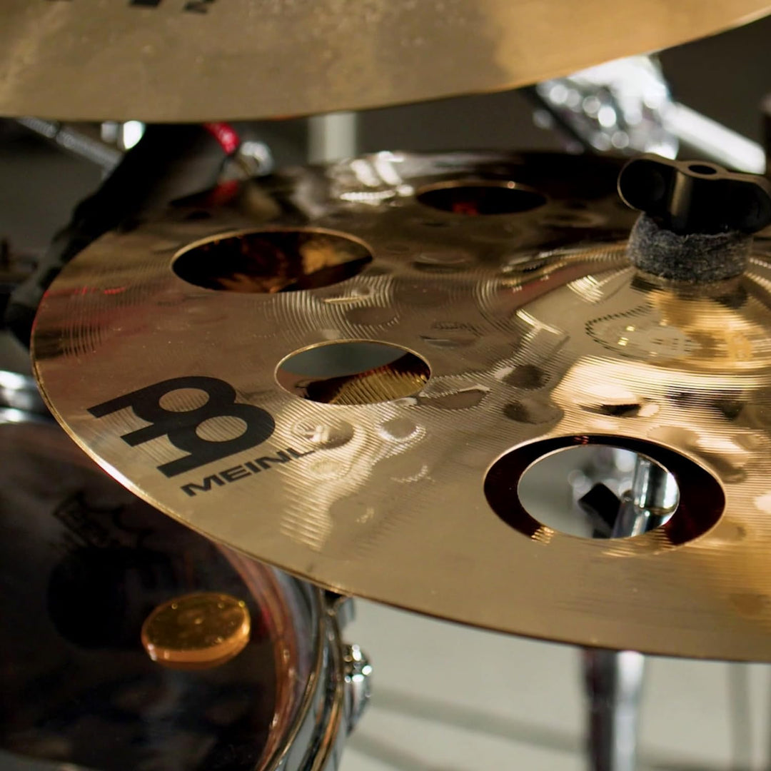Meinl Cymbals Classics Custom Brilliant Trash Stack 16 Zoll (Video) Schlagzeug Becken mit Löchern –