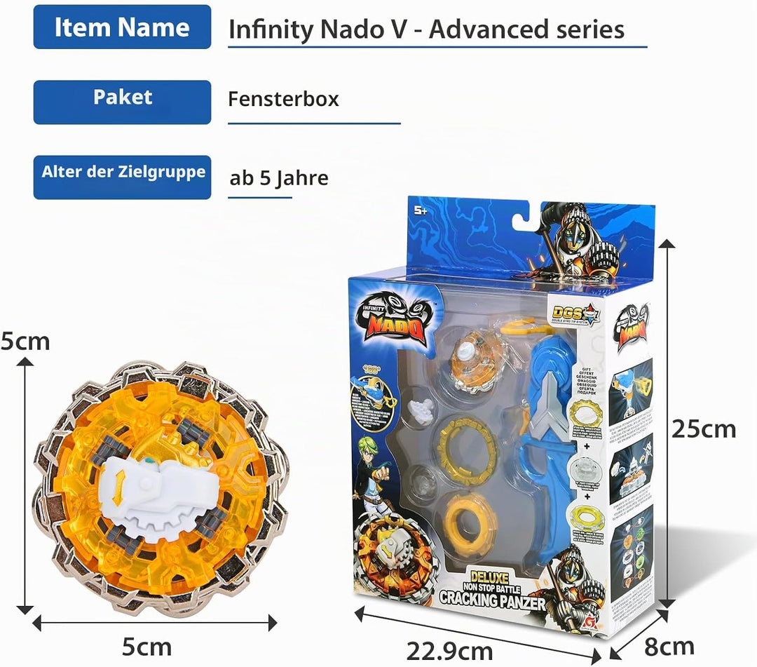 Infinity Nado Non-Stop Kreisel mit magnetischem Werfer Cracking Panzer, Metallkreisel für Jungen und