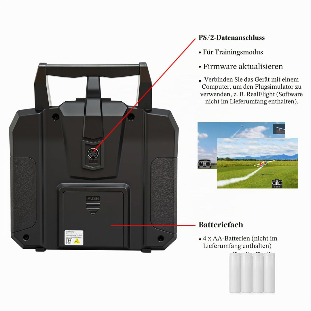HAWK'S WORK FS-i6X 10 Kanal Sender Set, 2.4GHz RC Controller mit Empfänger für Drone Multirotor RC F