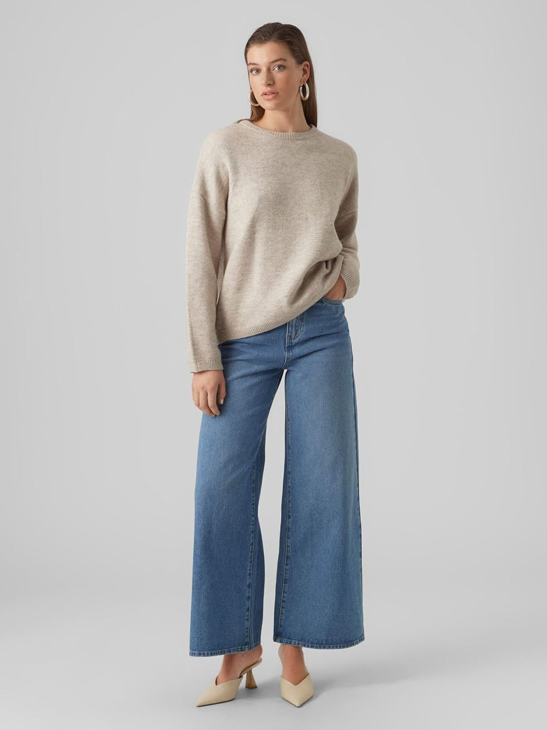 VERO MODA Female Strickpullover VMGEMMA Pullover L Plaza Taupe, L Plaza Taupe