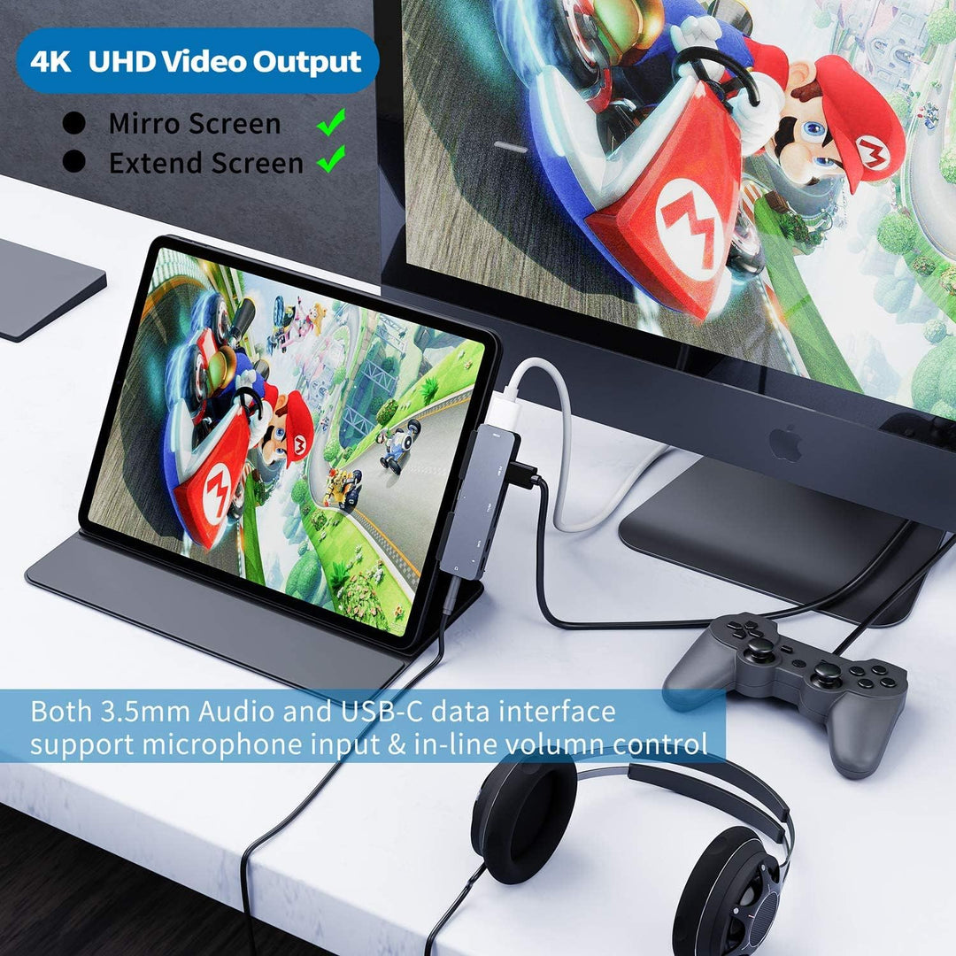 3XI USB C Hub für iPad Pro/iPad Air 4, 7 in 1 Typ C auf HDMI 4K Adapter, PD Ladeanschluss, USB 3.0 A
