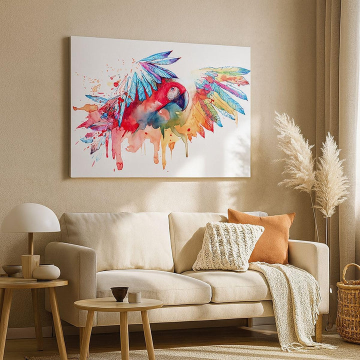 Bilder auf Leinwand 100x70cm Leinwandbild Natur Malerei Papagei Kinder Gross Wanddeko Bild Schlafzim
