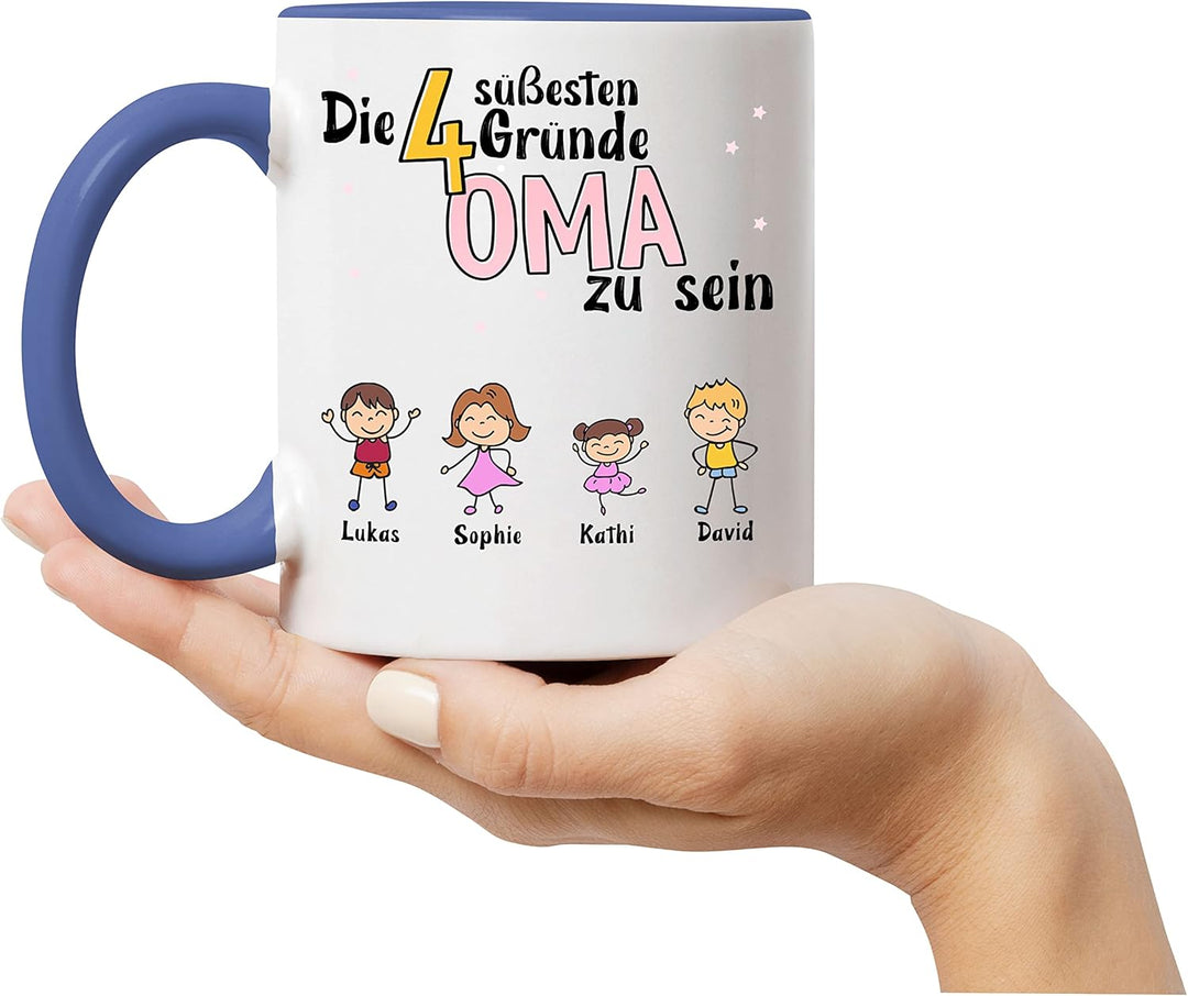 Oma Tasse Blau Geburtstag Personalisiert für Oma Enkel Enkelin Baby Geschenk Kinder Oma Geschenk Mut