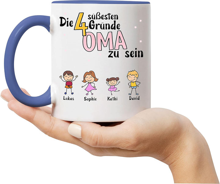 Oma Tasse Blau Geburtstag Personalisiert für Oma Enkel Enkelin Baby Geschenk Kinder Oma Geschenk Mut