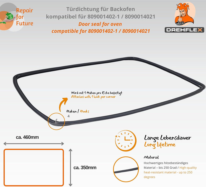 BOD34 - für Teile-Nr. 8090014021/809001402-1 Dichtung/Backofendichtung/Gummi passend für diverse Her