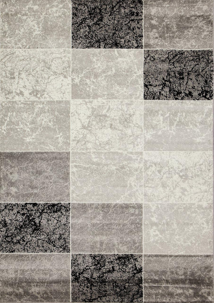 VIMODA Teppich Kurzflor Modern Kariert Marmor Muster Meliert in Grau Schwarz Weiss für Wohnzimmer, S