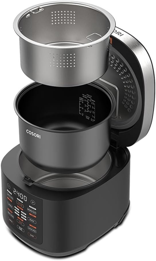 COSORI Reiskocher & Dampfgarer mit Keramik-Innentopf und Fuzzy Logic, 50 Rezepte, 1,8L Fassungsvermö