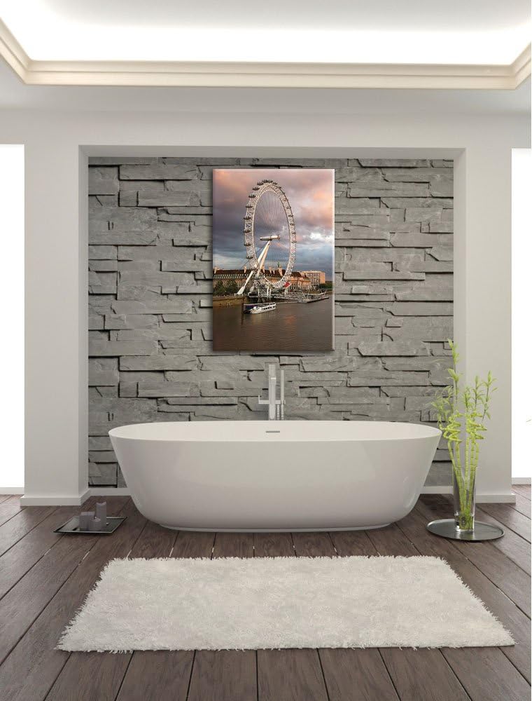 Riesenrad London Eye, Format: 100x70 auf Leinwand, XXL riesige Bilder fertig gerahmt mit Keilrahmen,