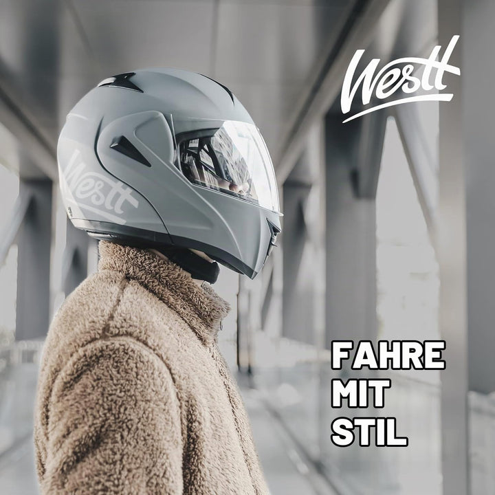 Westt Motorradhelm Herren Damen Integralhelm Klapphelm Flip-up Motorrad Jethelm Chopper Mofa Moped R