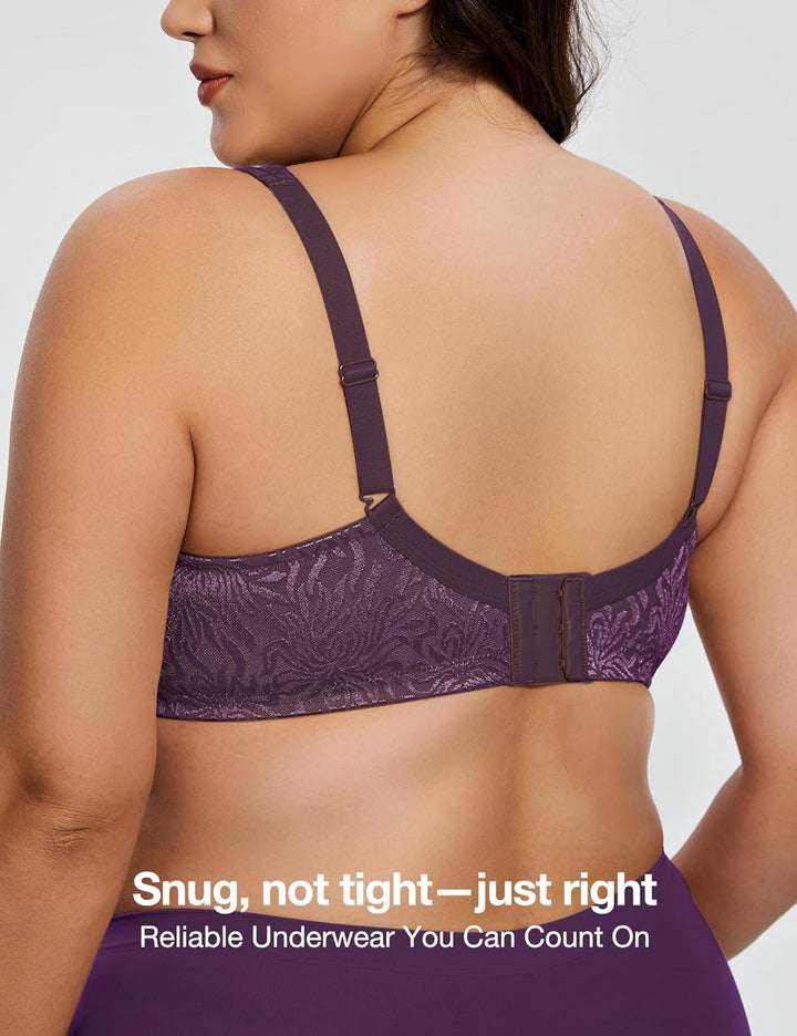 Deyllo Damen Vollschalen Minimizer BH Nicht Bügel Grosse Grössen BH Klassischer Lila 80F, Lila 80F