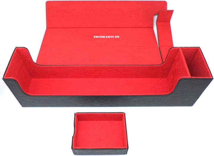 docsmagic.de Premium Magnetic Tray Long Box Black/Red Large + 4 Flip Boxes Mix 3- Schwarz/Rot, Large