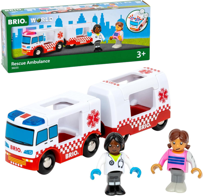 BRIO World – 36035 Rettungswagen | Zugset-Zubehör für Kinder ab 3 Jahren