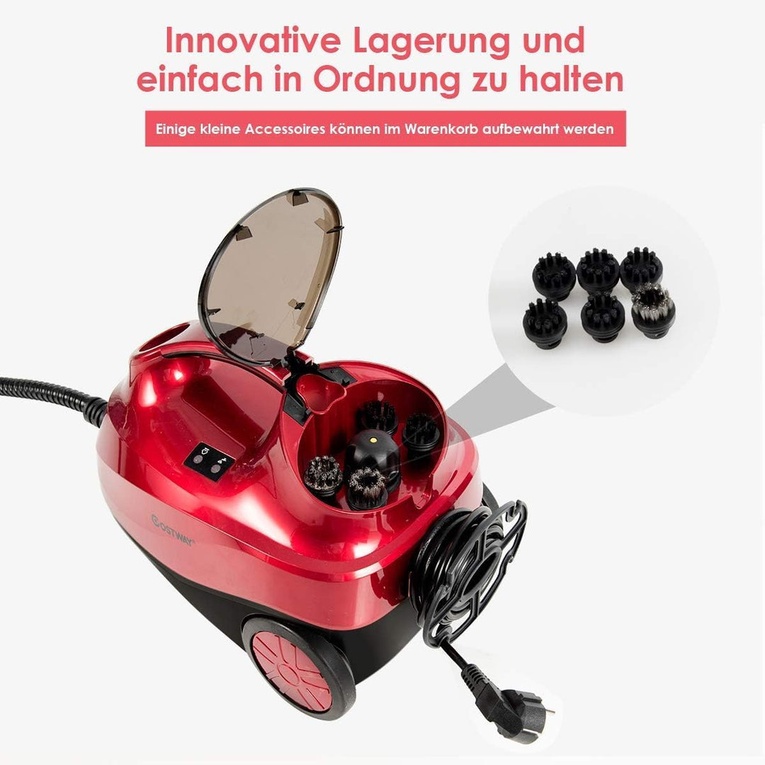 FANTASK 2000-W-Dampfreiniger bis zu 108 ° C, Tank: 1,5L, mit 19 Zubehör und integrierter Kindersiche