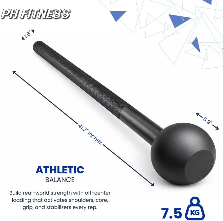 PH Fitness Steel Macebell – Professionelle Funktionelle Trainingsmace aus massivem Stahl – Ganzkörpe