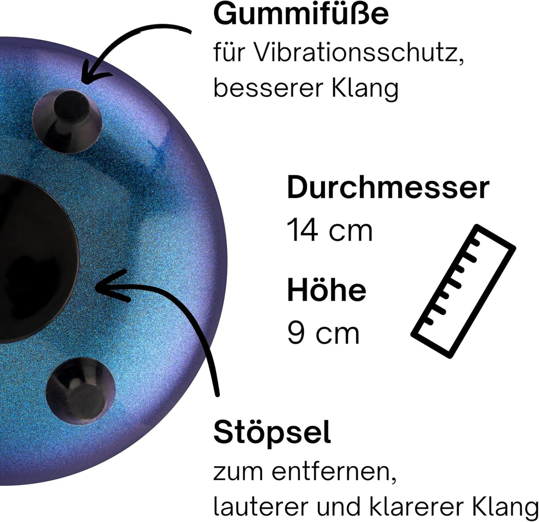 Sonodrum Zungentrommel "Standard 14cm C-Dur" Beere - Steel Drum inkl. Schlägel, gratis Liederbuch un