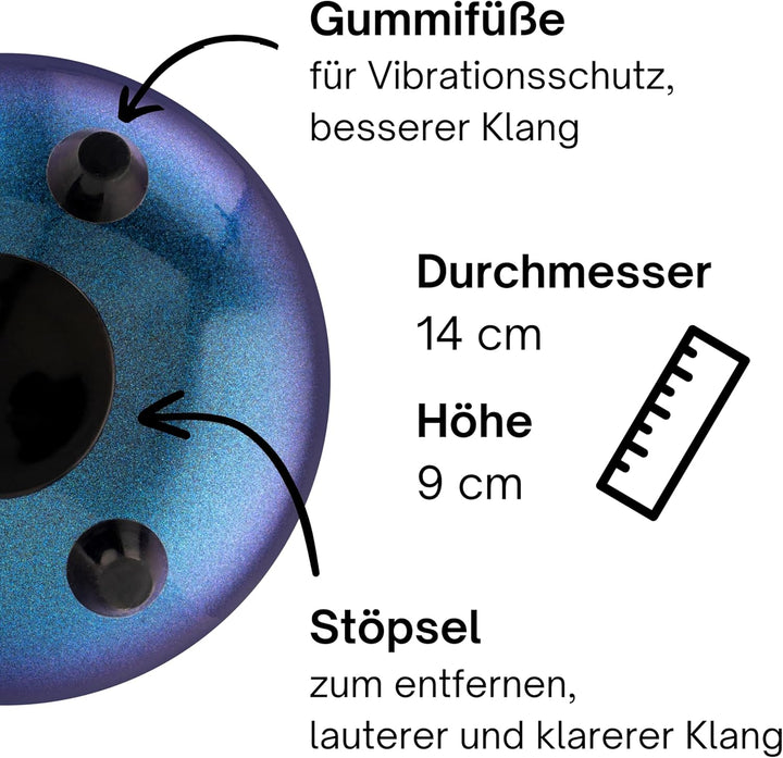 Sonodrum Zungentrommel "Standard 14cm C-Dur" Beere - Steel Drum inkl. Schlägel, gratis Liederbuch un