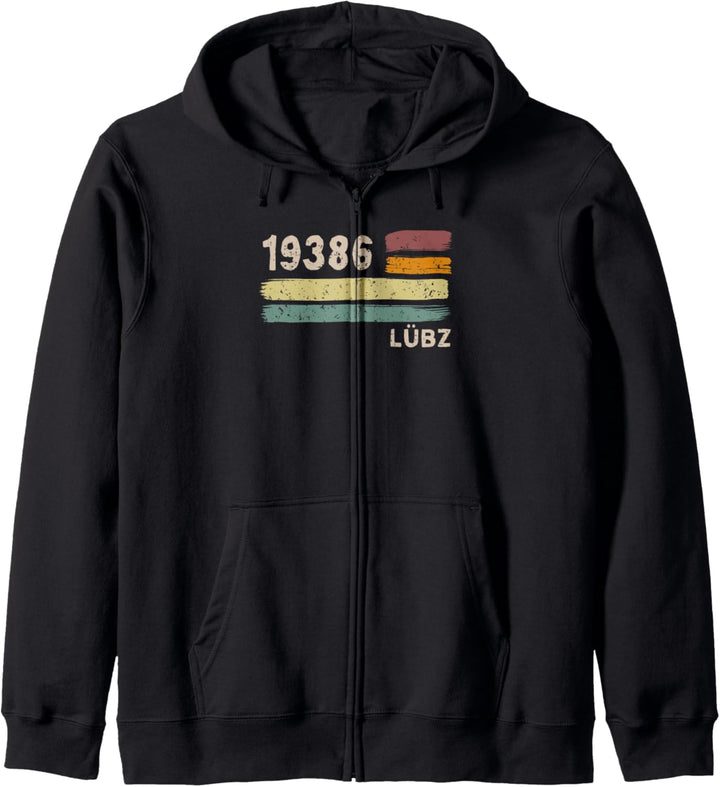 Retro 19386 Lübz Vintage Gemeinde PLZ Kapuzenjacke