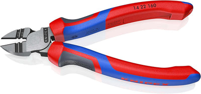 Knipex Abisolier-Seitenschneider schwarz atramentiert, mit Mehrkomponenten-Hüllen 160 mm 14 22 160